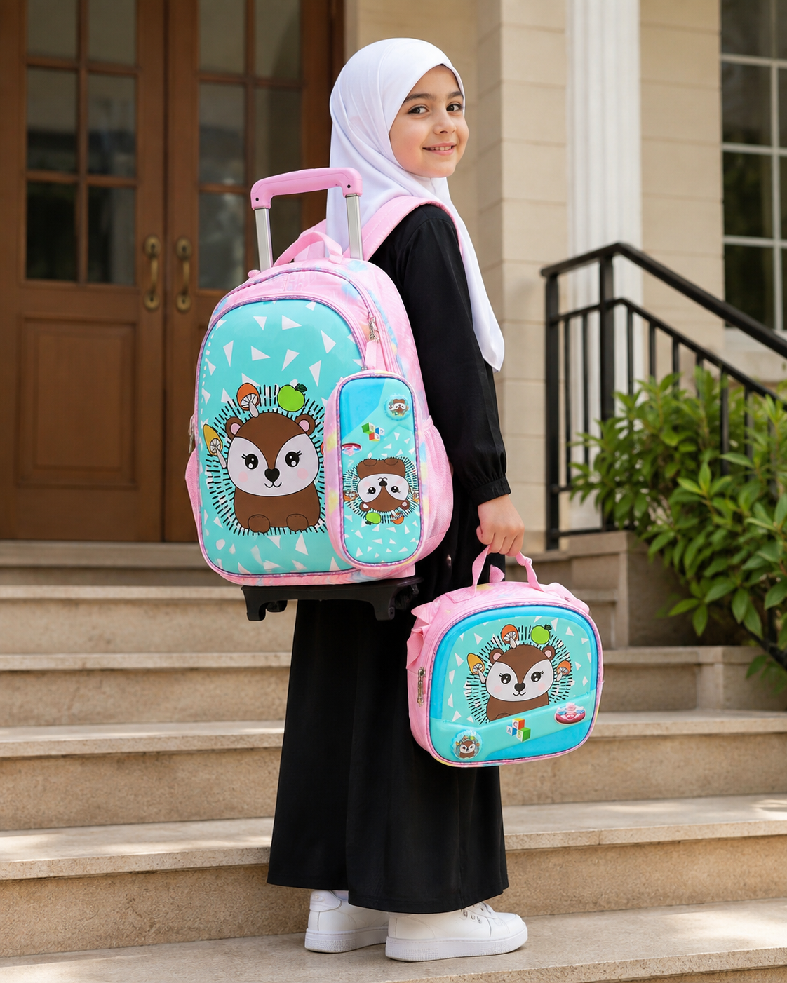 Pack Scolaire 3 Pièces Premium – Cartable à Roulettes Trolley 3D