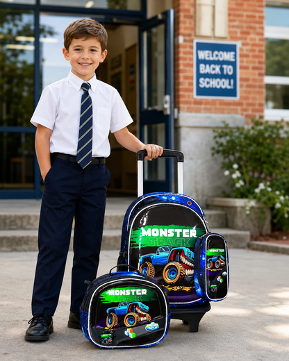 Pack Scolaire 3 Pièces Premium – Cartable à Roulettes Trolley 3D