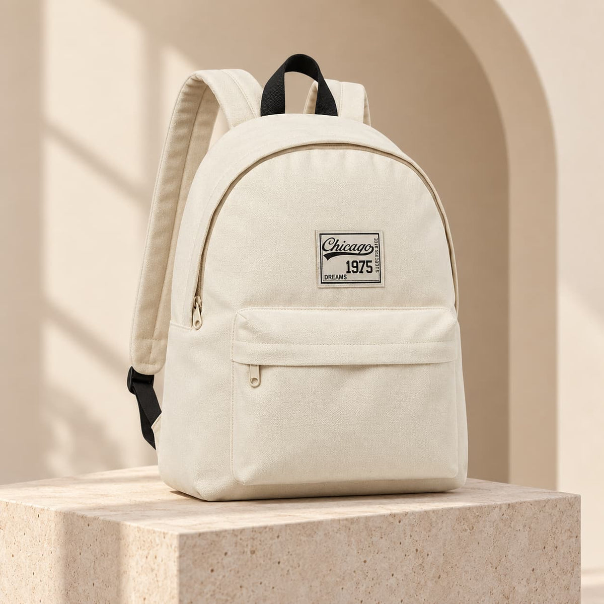 Sac à Dos Vintage "Chicago 1975" – Sac Scolaire et Urbain en Toile Robuste