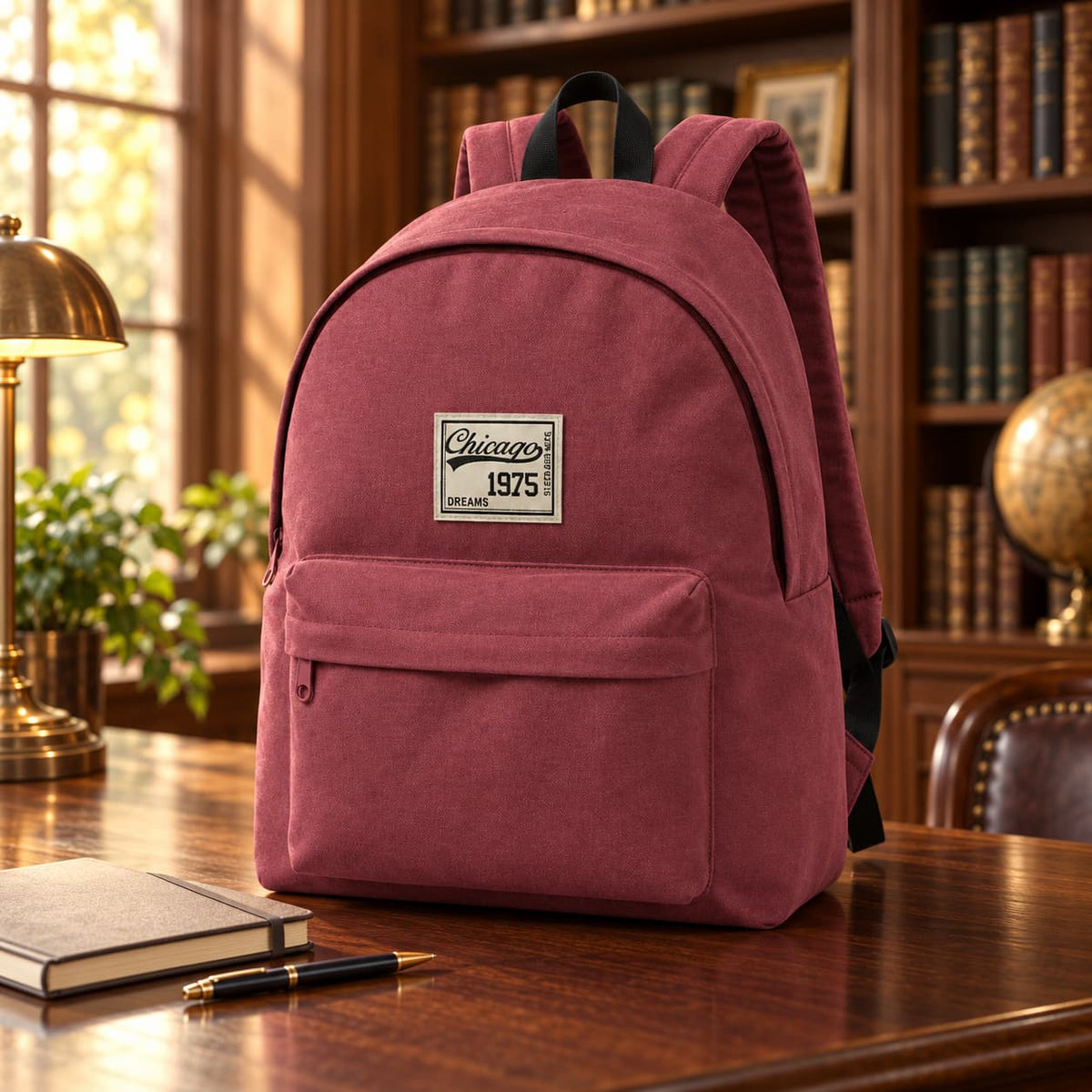Sac à Dos Vintage "Chicago 1975" – Sac Scolaire et Urbain en Toile Robuste