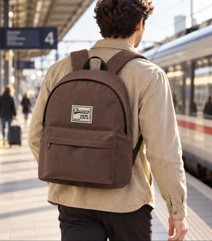 Sac à Dos Vintage "Chicago 1975" – Sac Scolaire et Urbain en Toile Robuste