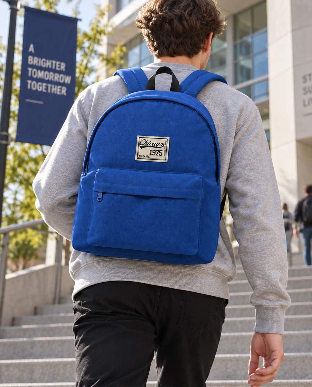 Sac à Dos Vintage "Chicago 1975" – Sac Scolaire et Urbain en Toile Robuste