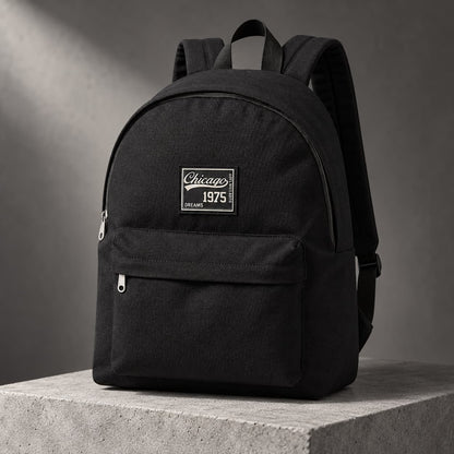 Sac à Dos Vintage "Chicago 1975" – Sac Scolaire et Urbain en Toile Robuste