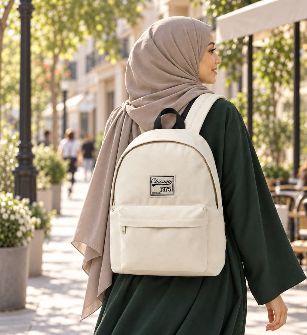 Sac à Dos Vintage "Chicago 1975" – Sac Scolaire et Urbain en Toile Robuste